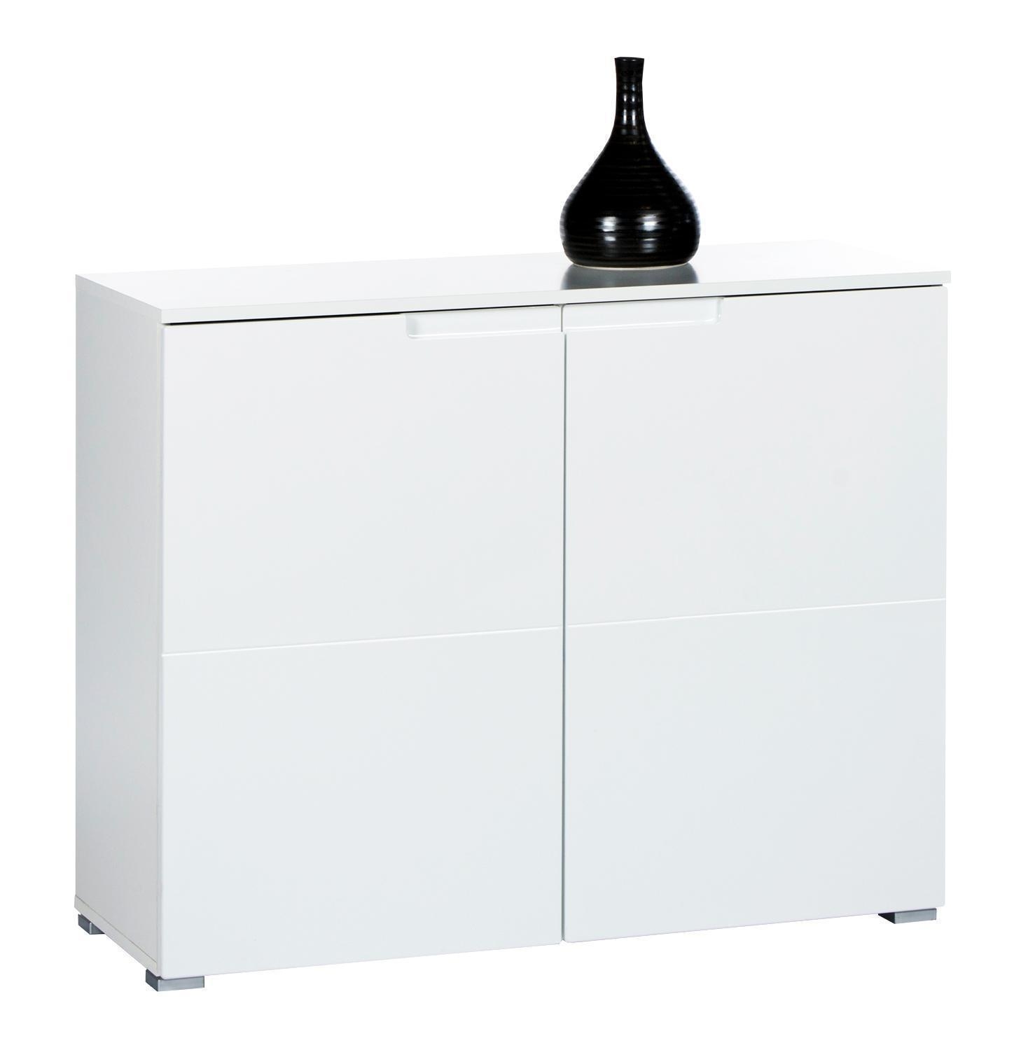 Kommode Sideboard mit 2 Türen Weiß Hochglanz Matt 100 x 80 cm