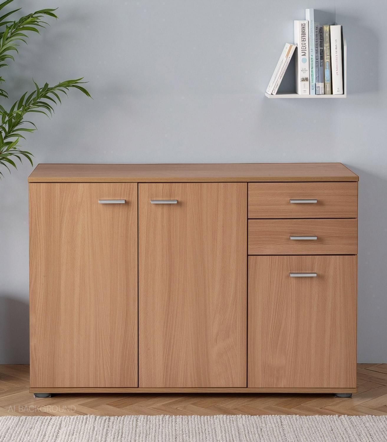 Kommode Sideboard Highboard Schrank Anrichte 3 Türen 2 Schubladen Buche Dekor