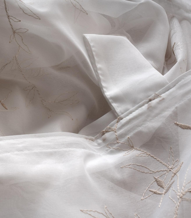 Schlaufenschal 140 X 245 Cm Wei Taupe Polyester Bestickte schlaufenschal-140-x-245-cm-wei-taupe-polyester-bestickte