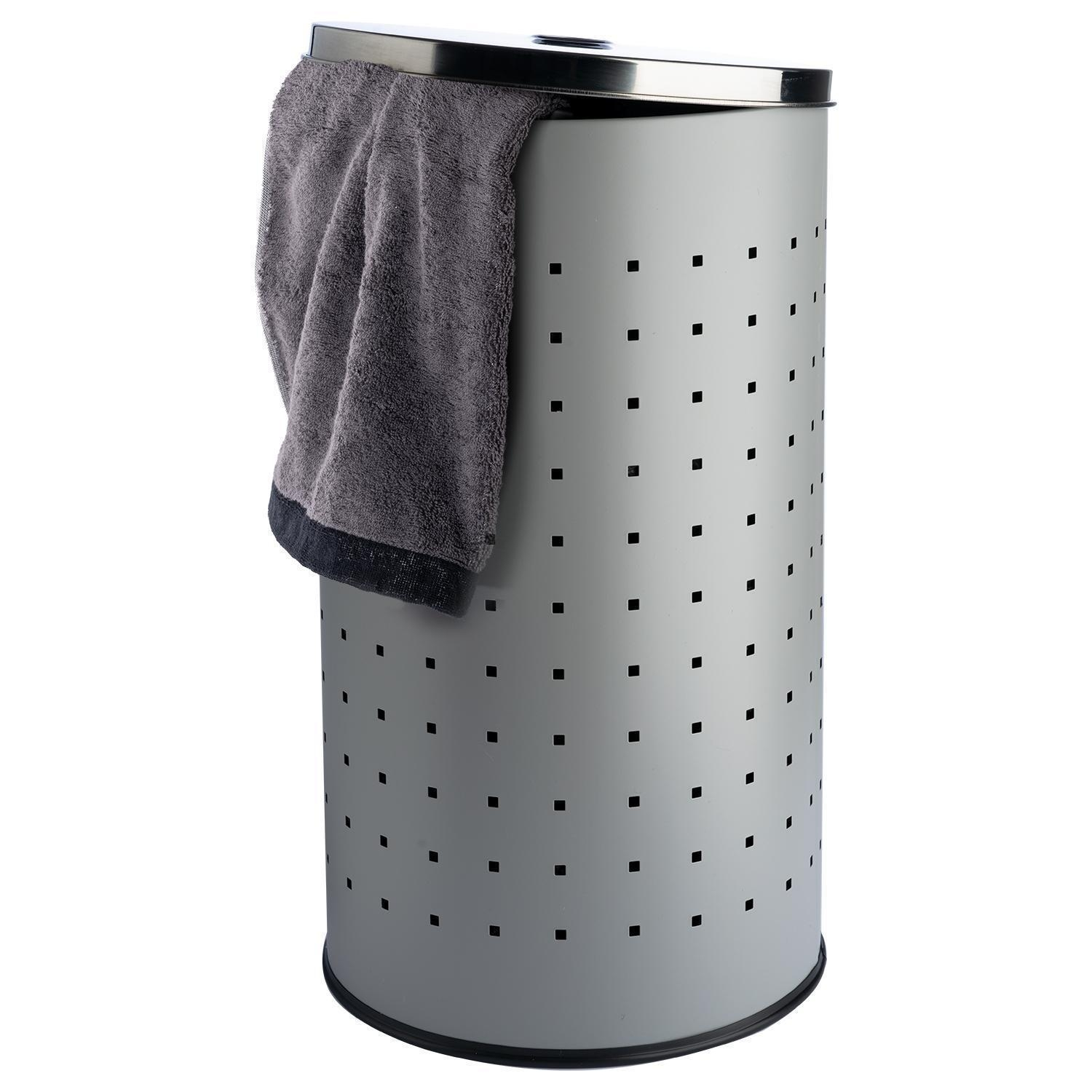 Wäschesammler Grau - Edelstahl - 37 Liter