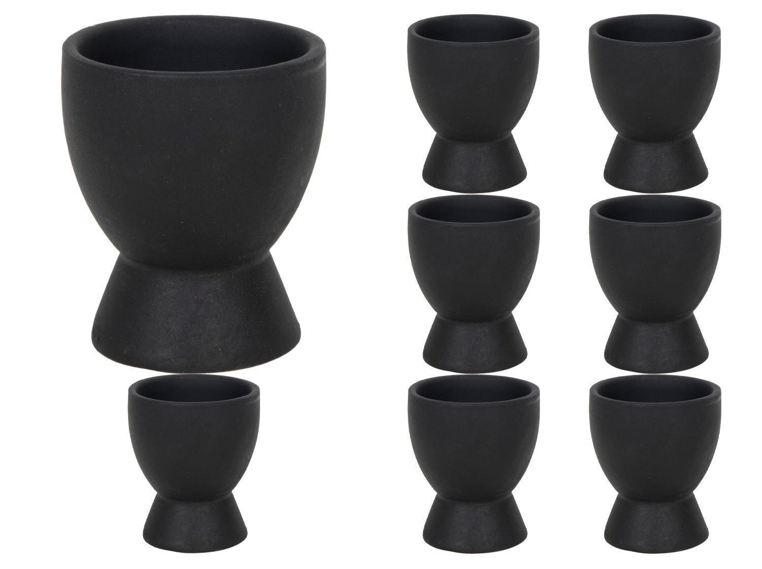 Eierbecher 8er Set BRUNCH H 8 cm - Schwarz matt - Steingut