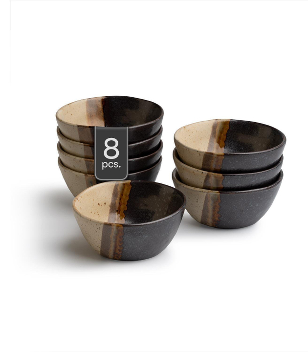 Snackschalen 8er Set RACO Ø 9 cm - Schwarz - Braun - Keramik - matt