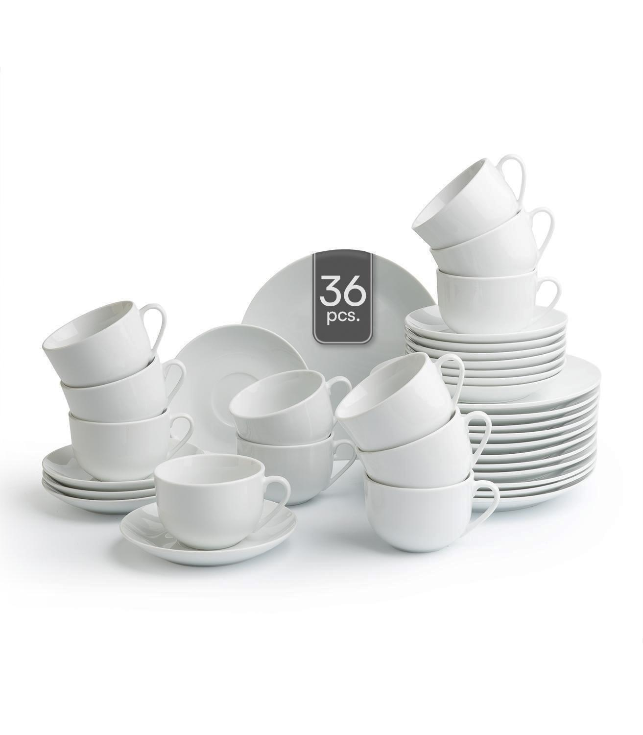 Kaffeeservice 36-teilig Weiß - für 12 Personen - Porzellan