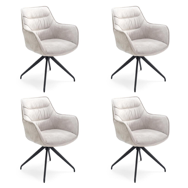 Polsterstühle 4er Set Taupe - Schwarz - Cord - Mikrofaser - Metallgestell - 360 Grad drehbar