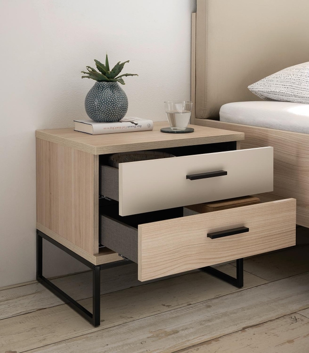 Nachttisch ASSUME B 49 cm - 2 Schubladen - Cashmerebraun