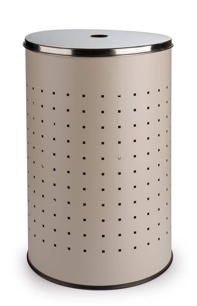 Wäschesammler H 57 cm - Greige - Beige - Edelstahl
