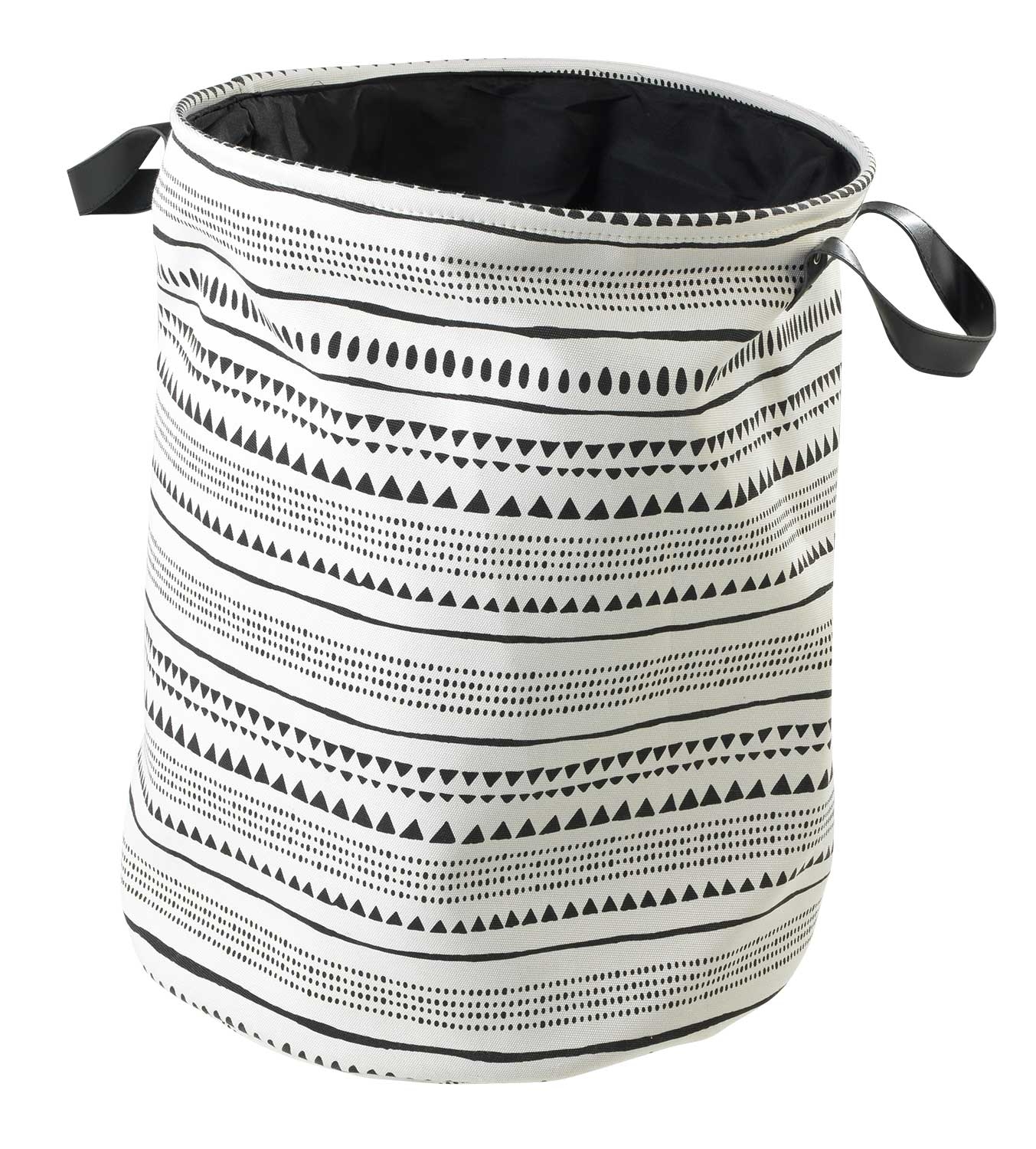 Wäschekorb aus Stoff in weiß-schwarz mit Targegriffen | Möbel Jack